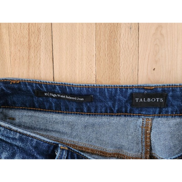 Talbots Sz 10 High Waist Relaxed Jean  33x30 Huron Dark Blue Wash Straight Leg - Picture 3 of 8